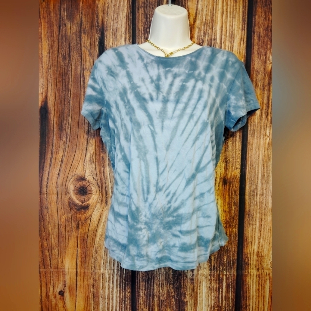 Eileen Fisher Tie-Dye Blue Women's Top Size Small 92% Cotton!
